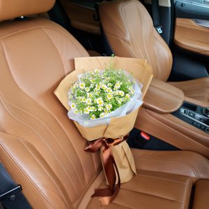 Serenity Charmomile Flower on the car seat