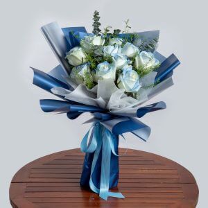Special Blue White Roses Exotic Flower Bouquet โ Special Blue White Rose Bouquet - Prince Flower Shop