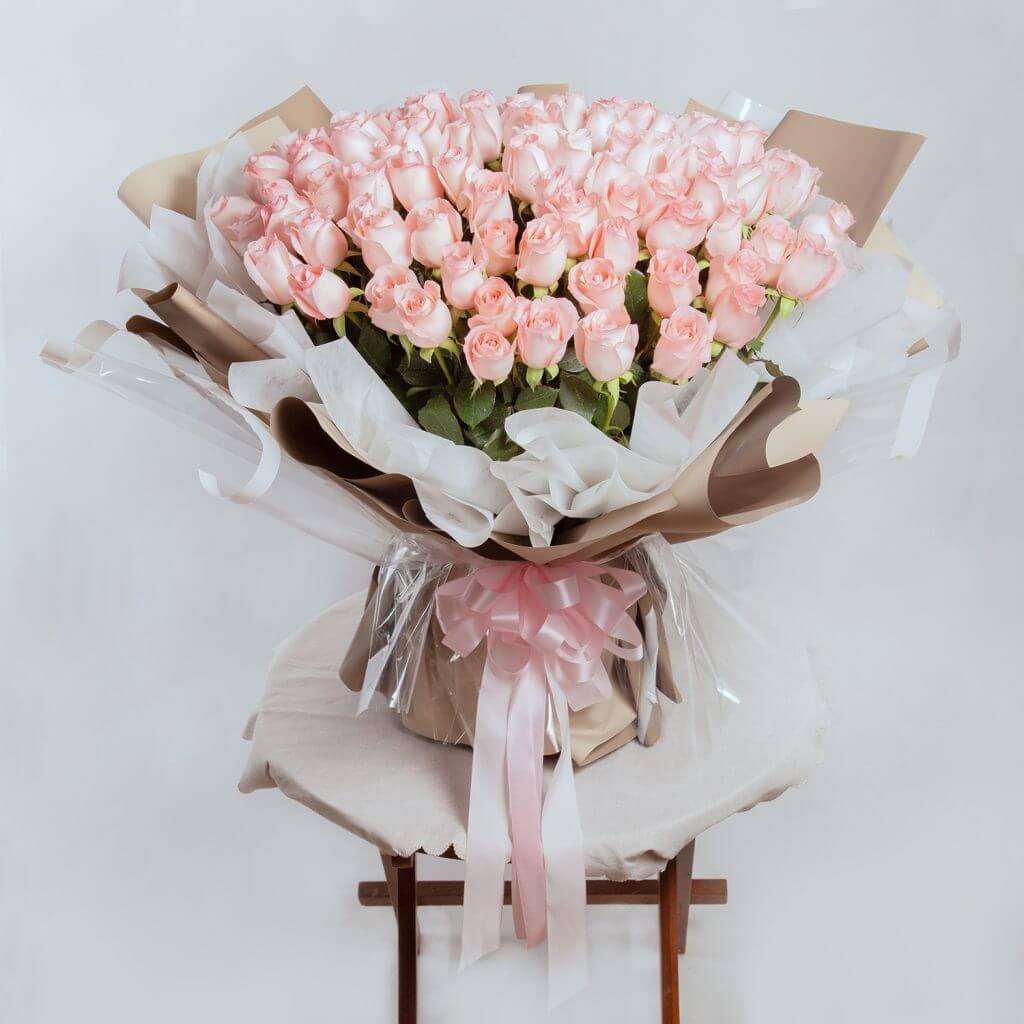 Next-day Pink Rose Bouquet Delivery in Singapore - 99 Romantic Rose Ideas Bouquets– Prince Flower Shop
