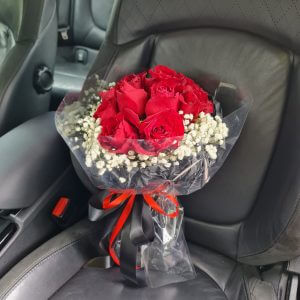 Love Rose Bouquet In A Car