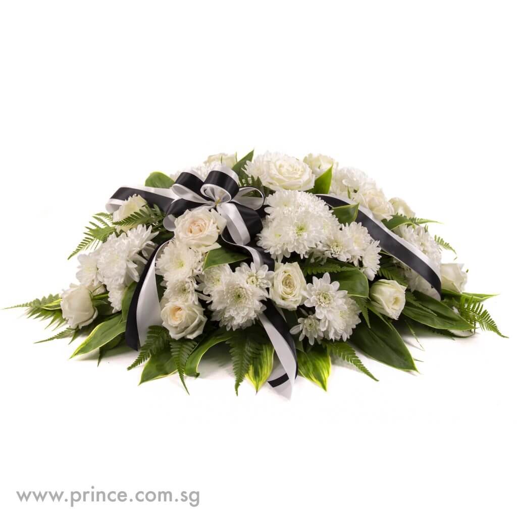 Condolence Flower Delivery Singapore - Tribute Coffin Top - Prince’s Flower Shop
