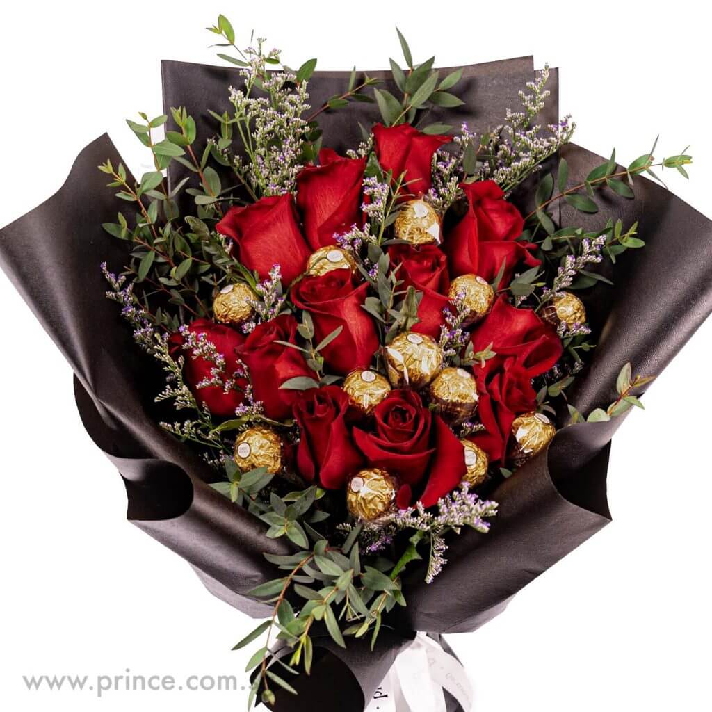 Red Rose Bouquet Delivery in Singapore- Chocolate Gift Rose Bouquet– Prince Flower Shop