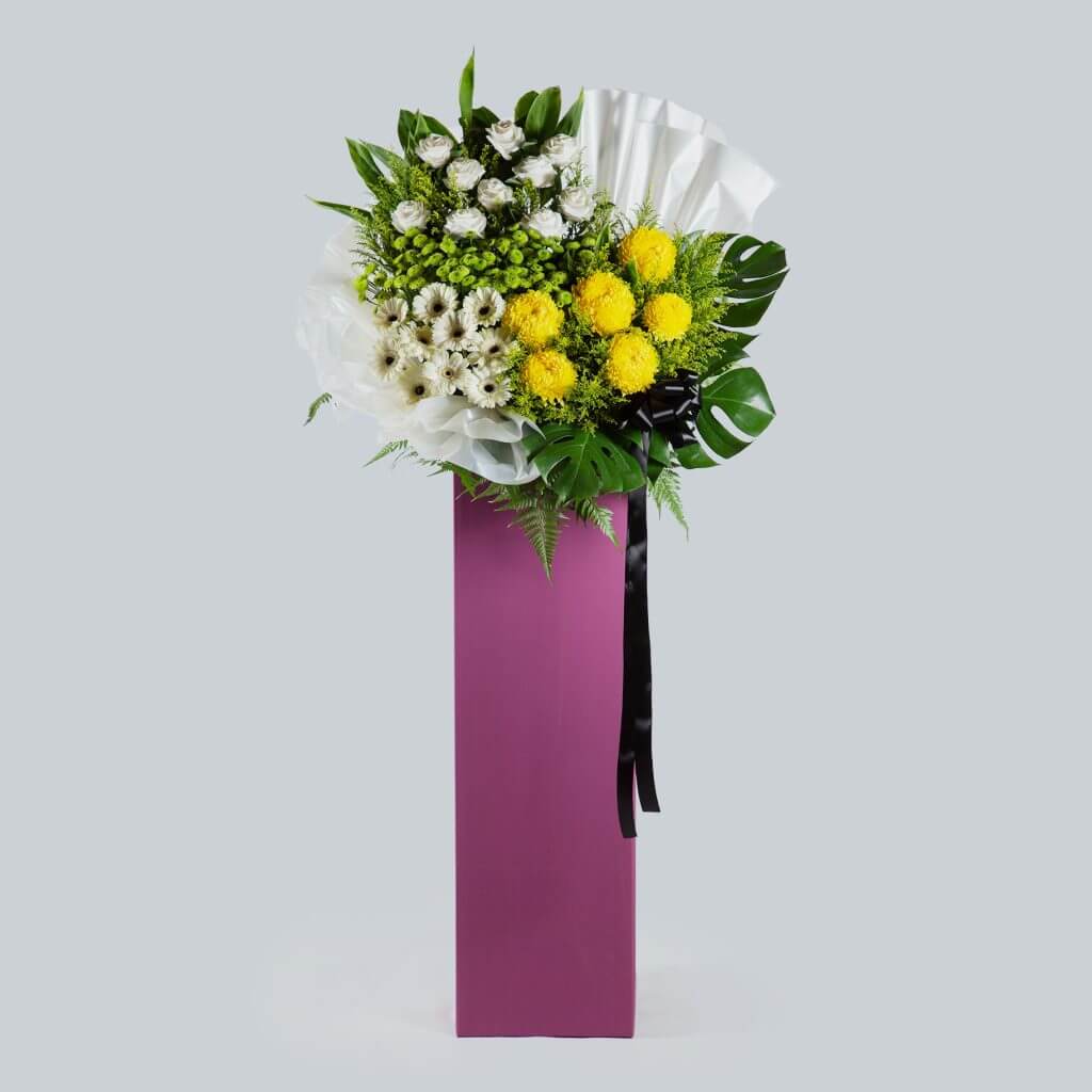 Order Top-quality Funeral Wreath in Singapore – Purple Box – Prince Flower Shop
