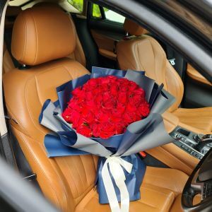Royal Rose Bouquet on the driver seat